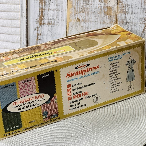 Osrow Steamstress 1973 Vintage SB15 Fabric Steam Iron Original‎ Box/Instructions - Picture 6 of 12
